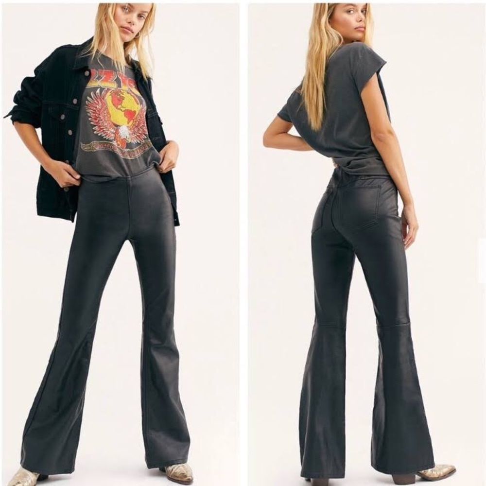 Free People Vegan Leather Bell Bottoms